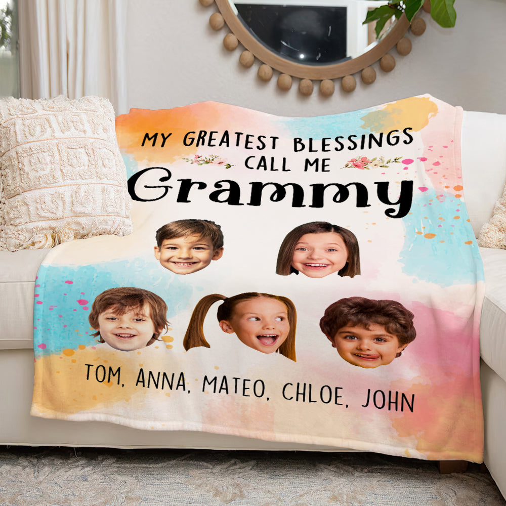 Custom Photo Gifts For Grandma Blanket My Greatest Blessings Call Me Grammy 03HUDT270225 - Blanket - GoDuckee