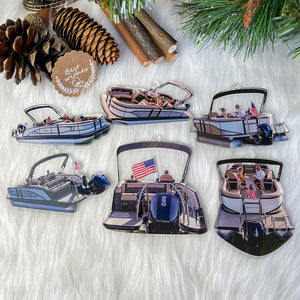 Custom Photo Gifts for Pontoon Boat Lovers Ornament 55acvp140924 - Ornament - GoDuckee