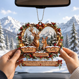 Deer Lover Christmas Gifts For Couple - Personalized Deer Couple Car Ornament 06palu010926