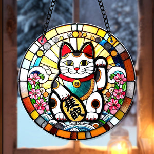 Personalized Gifts For Christmas Suncatcher Ornament 52ACQN240824 Lucky Cat - Ornament - GoDuckee