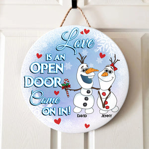 Love Is An Open Door Come On In! Personalized Wood Sign- Gift For Him/ Gift For Her- Couple Wood Sign-happyc-01htpo140823ha - Wood Sign - GoDuckee