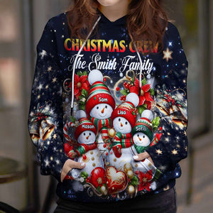 Personalized Christmas Gifts For Family, 3D Shirt 02HUMH190824 Snowman Family In Christmas Winter Scene - AOP Products - GoDuckee