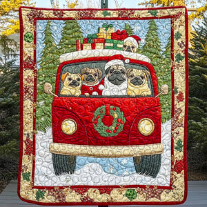 Pug Dog Christmas Quilt Bed Set Gifts For Dog Lovers 05HUDT051124 - Blanket - GoDuckee