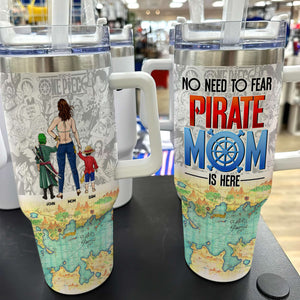 Personalized Gifts For Mom Tumbler No Need To Fear Pirate Mom Is Here 01HUMH220324PA - Tumbler Cups - GoDuckee