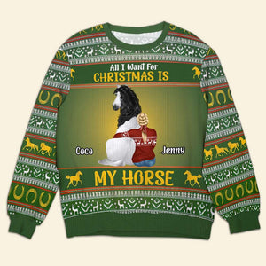 All I Want For Christmas Is My Horse, Personalized Gifts Pet Lovers Ugly Sweater 04TGMH231024TM - Ugly Christmas Sweater - GoDuckee