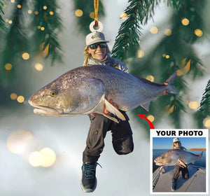 Custom Photo Gifts For Fishing Lover, Upload Fishing Photo Christmas Ornament 38pgxx290824 - Ornament - GoDuckee