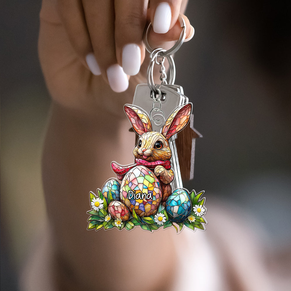 Personalized Gifts For Easter's Day Keychain 04xqqn180125 Rabbit Eggs - Keychains - GoDuckee