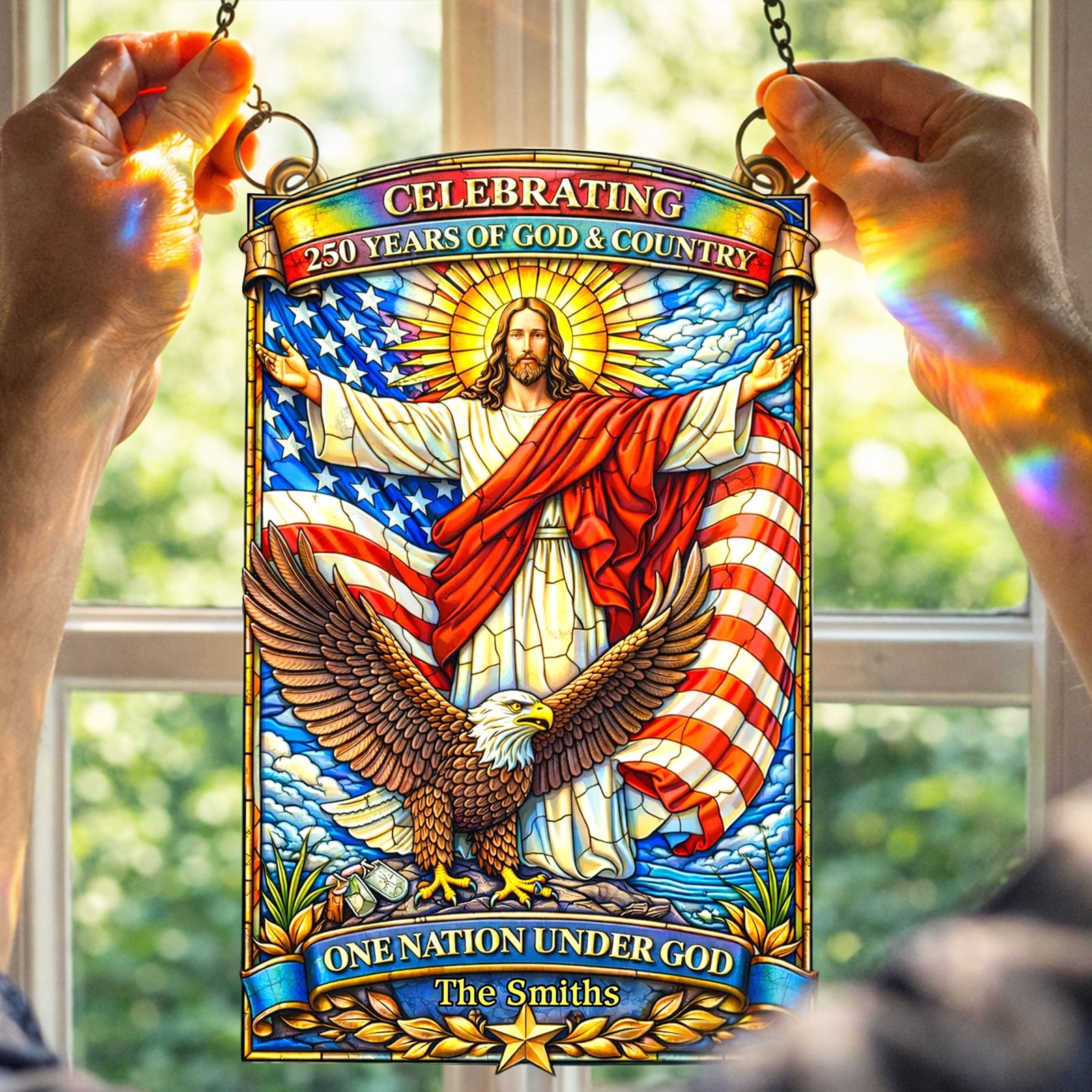 God Blessed America - Celebrated America 250th Anniversary Suncatcher - Personalized Gifts 06tylu040326 - Ornament - GoDuckee