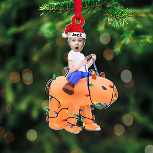 Custom Photo Gifts For Kids Christmas Ornament 01natn300824 Funny Kid Riding - Ornament - GoDuckee