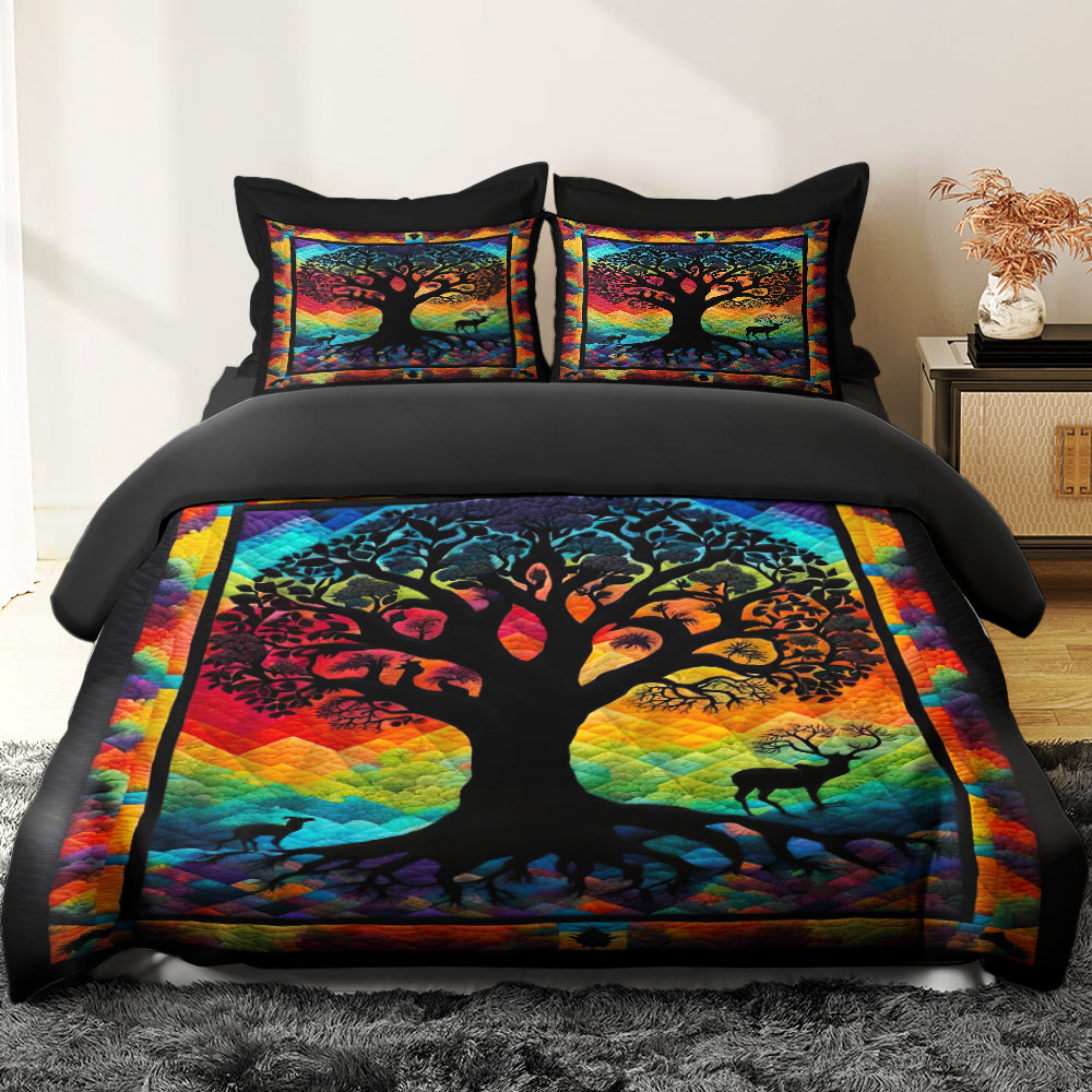 Tree Of Life Quilt Bed Set 022HUDT170125 - Blanket - GoDuckee