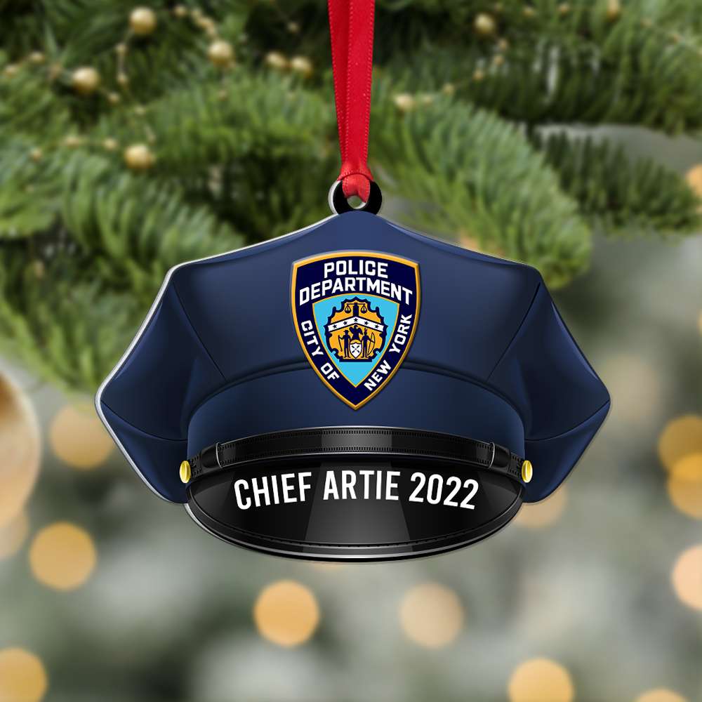 Gift For Policeman, Personalized Ornament, Custom Photo Upload Police Hat, Christmas Gift - Ornament - GoDuckee