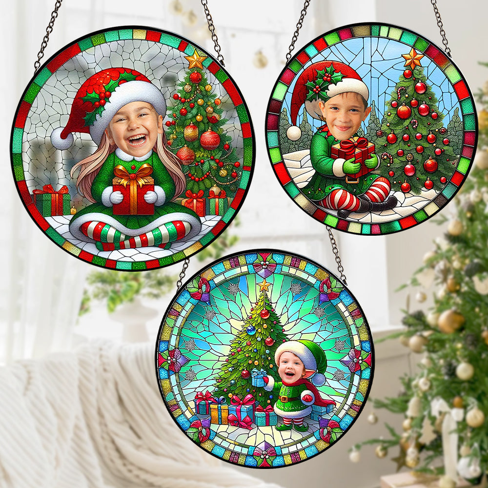 Custom Photo Gifts For Kids Christmas Stained Glass Suncatcher Ornament 03totn060924 - Ornament - GoDuckee