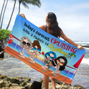 Today's Forecast Cruising With A Chance Of Drinking - Personalized Beach Towel - Gift For Friend - Beach Towel - GoDuckee