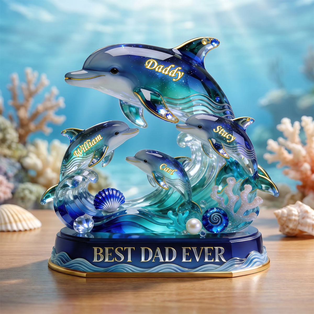Best Dad Ever Dolphin Family Acrylic Plaque - Personalized Gifts For Dad 04pgdh060526 - Shaped Plaques - GoDuckee