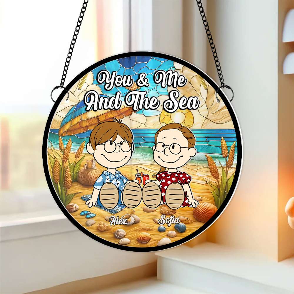 Personalized Gifts For Couple Suncatcher Ornament You Me And The Sea 03XQMH100125PA - Ornament - GoDuckee