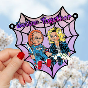 Personalized Gifts For Couple Suncatcher Ornament, Horror Couple Sitting Together 01TOTN080824 - Ornament - GoDuckee