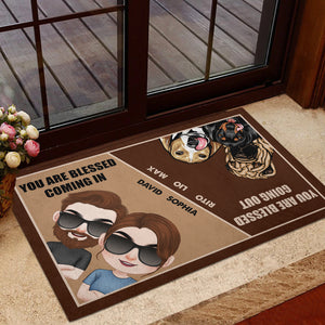 You Are Blessed Coming In, Personalized Doormat, Gift For Dog Couple - Doormat - GoDuckee