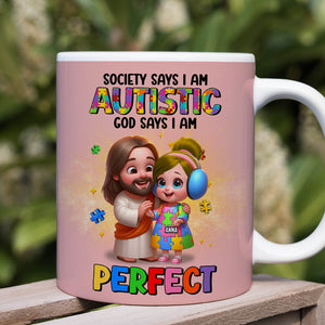 Personalized Gifts For Autism Kid Mug, God Protect Him/ Her In His Arms 01qhtn050325 - Coffee Mug - GoDuckee