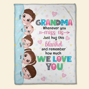 Grandma Whenever You Miss Us Just Hug This Blanket-Personalized Blanket- Gift For Grandma- Grandma Blanket - Blanket - GoDuckee