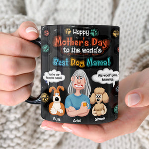 Personalized Gifts For Mom Black Coffee Mug - Dog Mom & Her Furry Babies 03KALU060225PA - Coffee Mug - GoDuckee