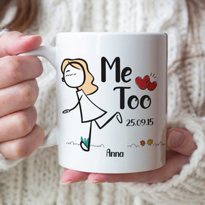 I Do Me Too - Personalized Couple Mug Set - Gift For Couple - Stick Figure Couple Kissing Mug - Coffee Mug - GoDuckee