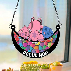 Personalized Gifts For Mom Window Hanging Suncatcher Ornament Autism Mom And Kid 02OHMH190225 - Ornament - GoDuckee