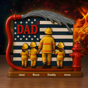 Firefighter Dad Acrylic Plaque - Personalized Gifts For Father 02TOLU260425 - Shaped Plaques - GoDuckee