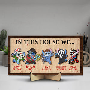 Personalized Gifts For Movie Fan Wood Sign Halloween In This House 07xqqn070824 - Wood Sign - GoDuckee