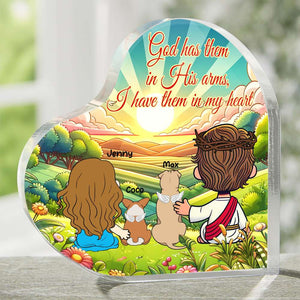 Personalized Gifts For Dog Lovers Heart Plaque, God Has You In His Arms 04TGMH070325HG - Shaped Plaques - GoDuckee