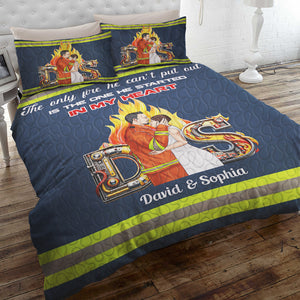 Personalized Gifts For Couple Firefighter Lover Quilt Bed Set 04XQDT151124TM - Blanket - GoDuckee