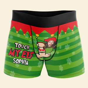 Custom Photo Gifts For Men Boxers, Funny Couple Touch My Elf 01toqn240924 - Boxer Briefs - GoDuckee