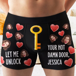 Insert Your Key - Let Me Unlock , Personalized Couple Boxer Briefs, Gifts For Him Gifts For Her - Boxer Briefs - GoDuckee