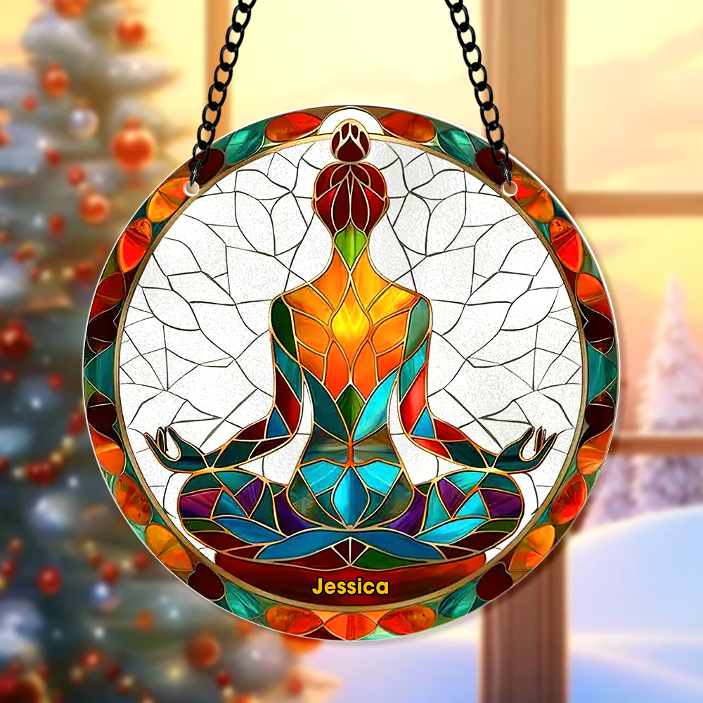 Personalized Gifts For Christmas Suncatcher Ornament 57ACQN240824 Yoga Symbol - Ornament - GoDuckee