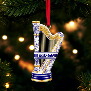 Harp Toile de Jouy Ornament - Personalized Gift For Music Lovers 03PGLU151025 - Ornament - GoDuckee