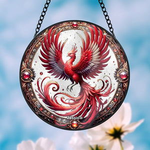 Personalized Rising Phoenix Stained Glass Suncatcher Ornament 24acqn240824 - Ornament - GoDuckee