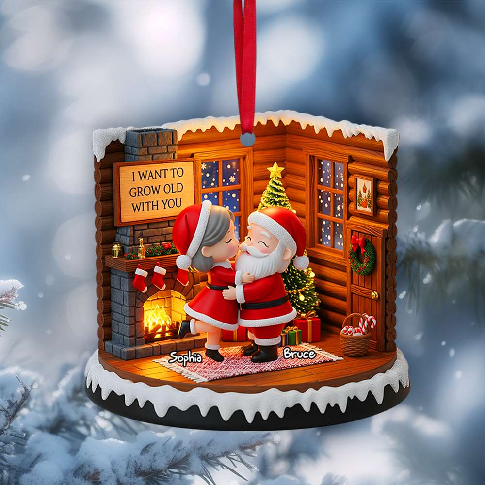 Santa Couple Christmas Ornament - Personalized Gifts For Couple 06PGLU090825-Homacus