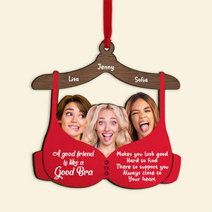 Custom Photo Gift For Friends, Funny Bra Wood Ornament Christmas 04OHMH081024 - Ornament - GoDuckee