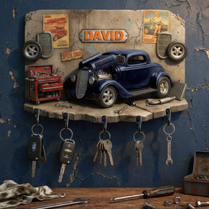 Vintage Car Garage Key Hanger - Personalized Gifts For Car Lovers 01KIQN130126 - Key Hanger - GoDuckee