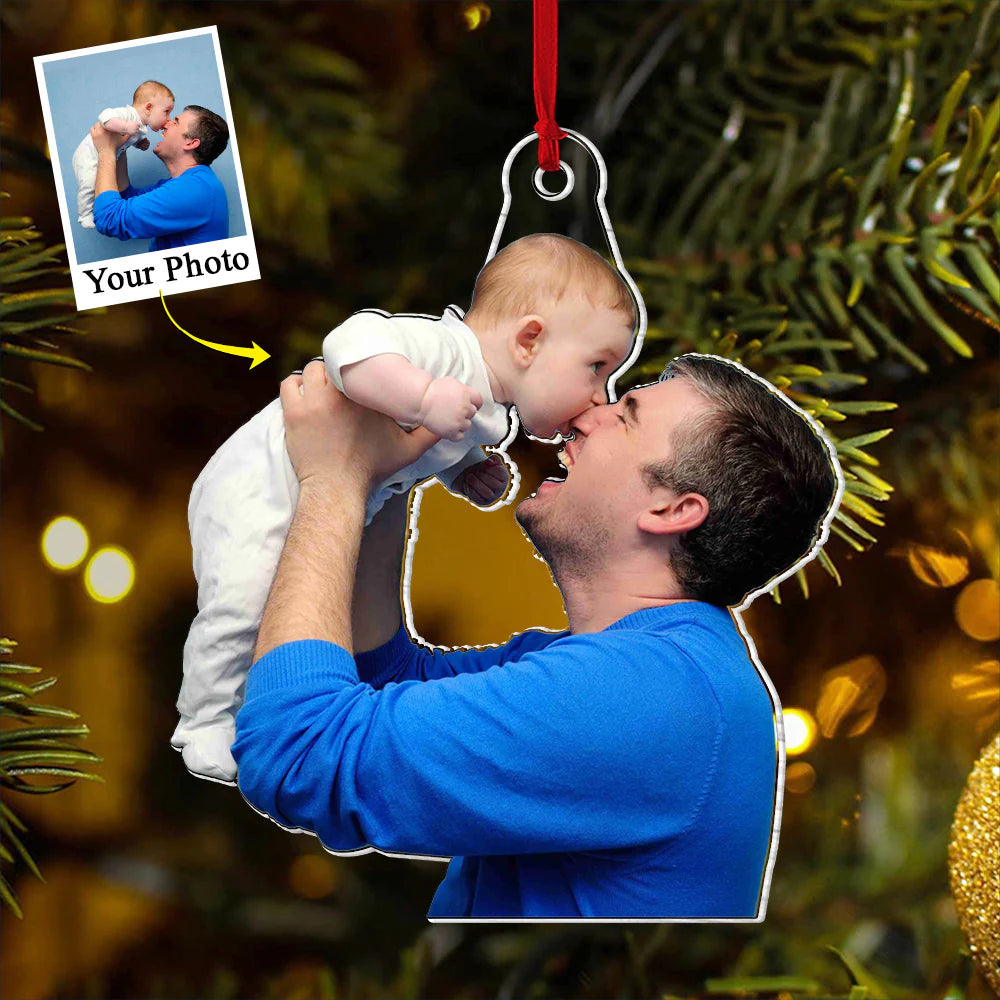 Custom Photo Gifts For Dad, Upload Dad And Kid Christmas Ornament 17pgvp140924 - Ornament - GoDuckee