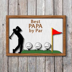 Best Papa By Par, Personalized Wooden Art, Dad Golfer Wood Art, Gift For Dad - Wood Sign - GoDuckee