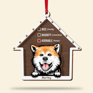 Adorable Dog, Gift For Dog Lover, Personalied Wood Ornament, Dog House Ornament, Christmas Gift - Ornament - GoDuckee