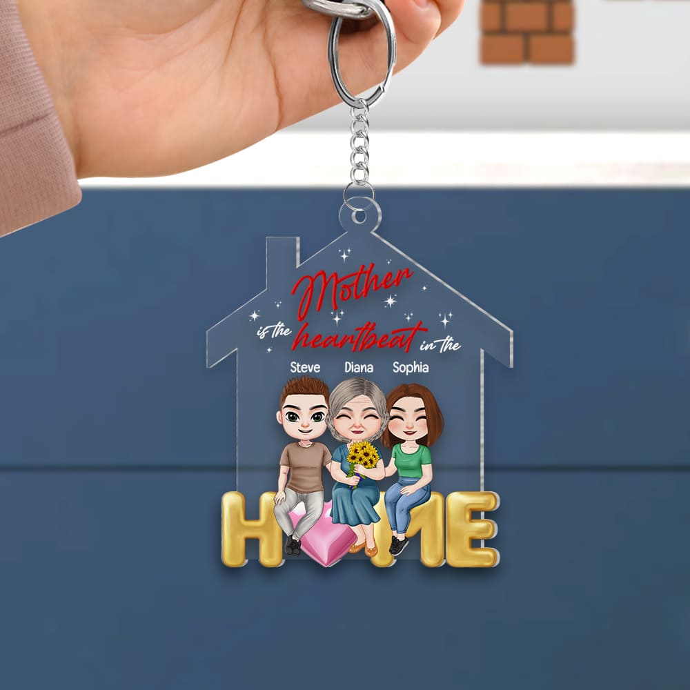 Mother Is The Heartbeat In The Home, Personalized Keychain, Mother Gifts, 02KAPO081223HH - Keychains - GoDuckee