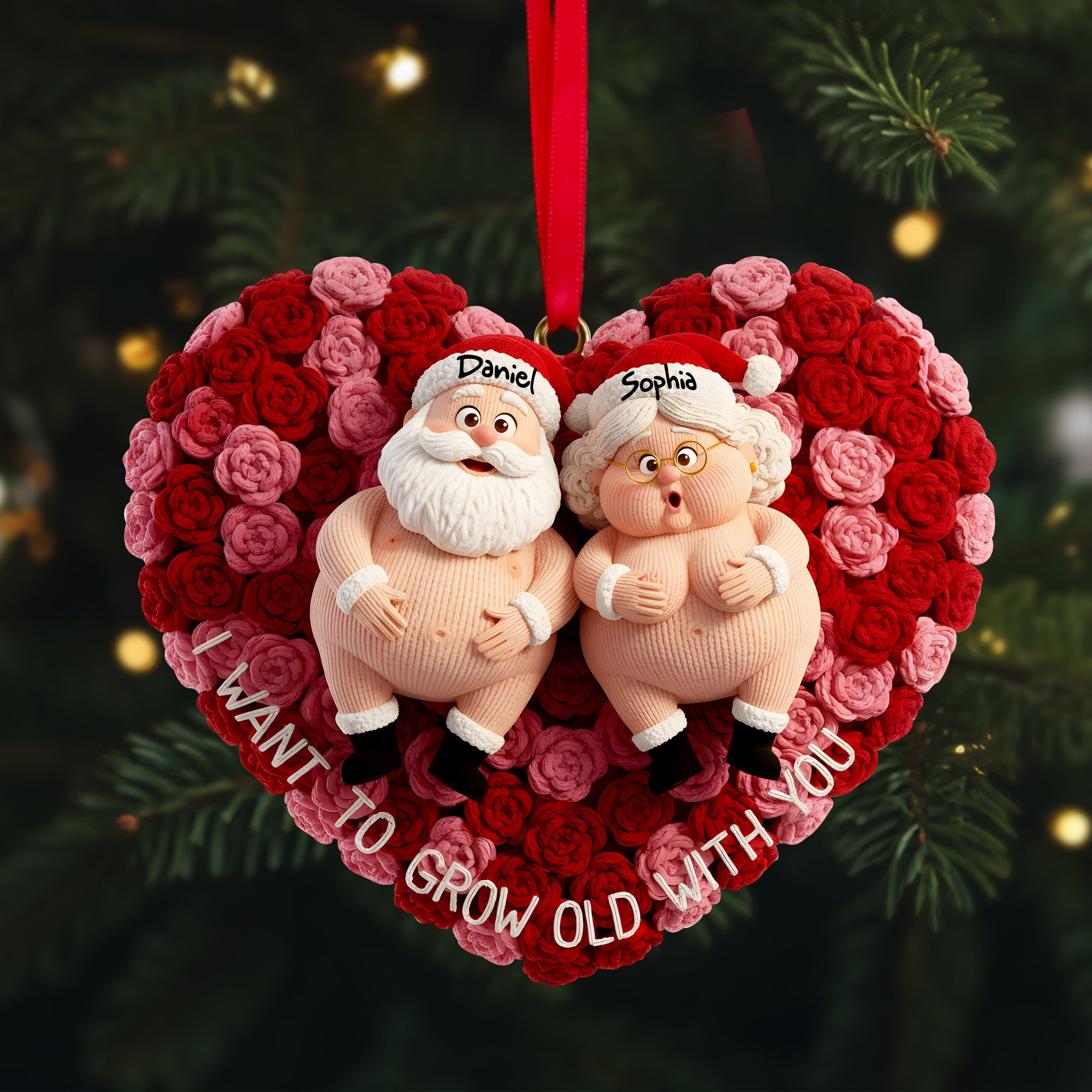 Growing Old Couple Ornament - Personalized Gifts For Couples 07OHLU231025 - Ornament - GoDuckee
