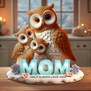Owl Mom Plaque - Personalized Gifts For Mom 01hupu170425 - Shaped Plaques - GoDuckee