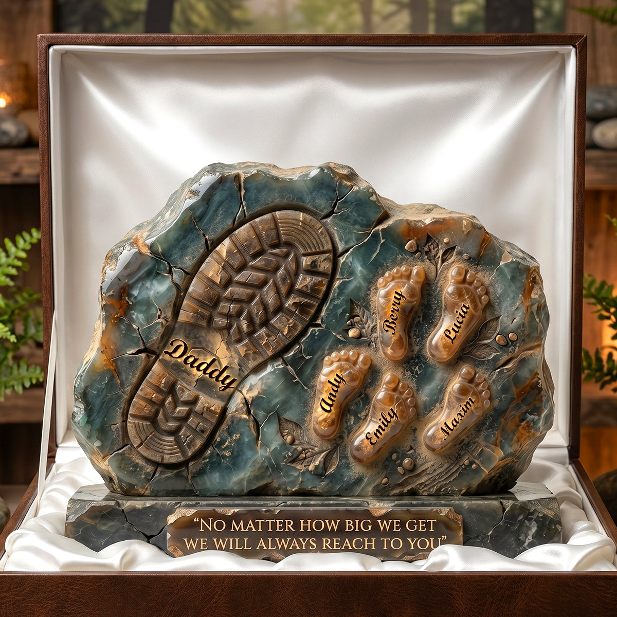Daddy And Kids Footprint Acrylic Plaque - Personalized Gifts For Dad 05TODH050526 - Shaped Plaques - GoDuckee