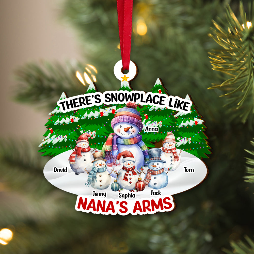 There's Snowplace Like Nana's Arms, Personalized Wood Ornament, Christmas Gift For Grandma - Ornament - GoDuckee