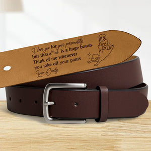 Personalized Gift For Couple Secret Message Men's Belt 03NAMH280524 - Belts - GoDuckee