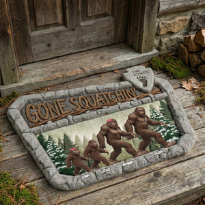 Gone Squatchin Bigfoot Family Shaped Doormat - Personalized Gifts For Wildlife Family 02qhtn181225 - Doormat - GoDuckee