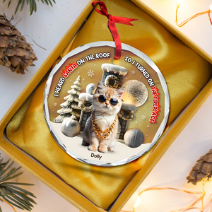 Custom Photo Gifts For Pet Lovers Christmas Ornament, Turned On The Fireplace 01tgpu281024 - Ornament - GoDuckee