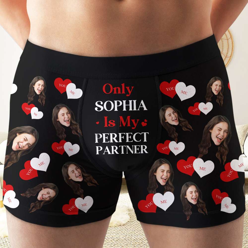 Only You Is My Perfect Partner, Personalized Photo Men's Boxer Briefs, Unique Gifts For Him, Valentine's Day Gifts - Boxer Briefs - GoDuckee